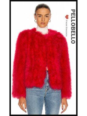 💥CHIC & SEXY!💥LUXURIOUS OSTRICH FEATHER JACKET IN SCARLETT RED